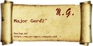 Major Gerő névjegykártya